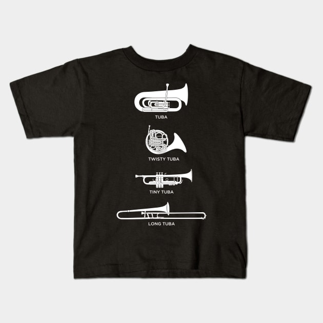 Funny Types Of Tuba Kids T-Shirt by MeatMan